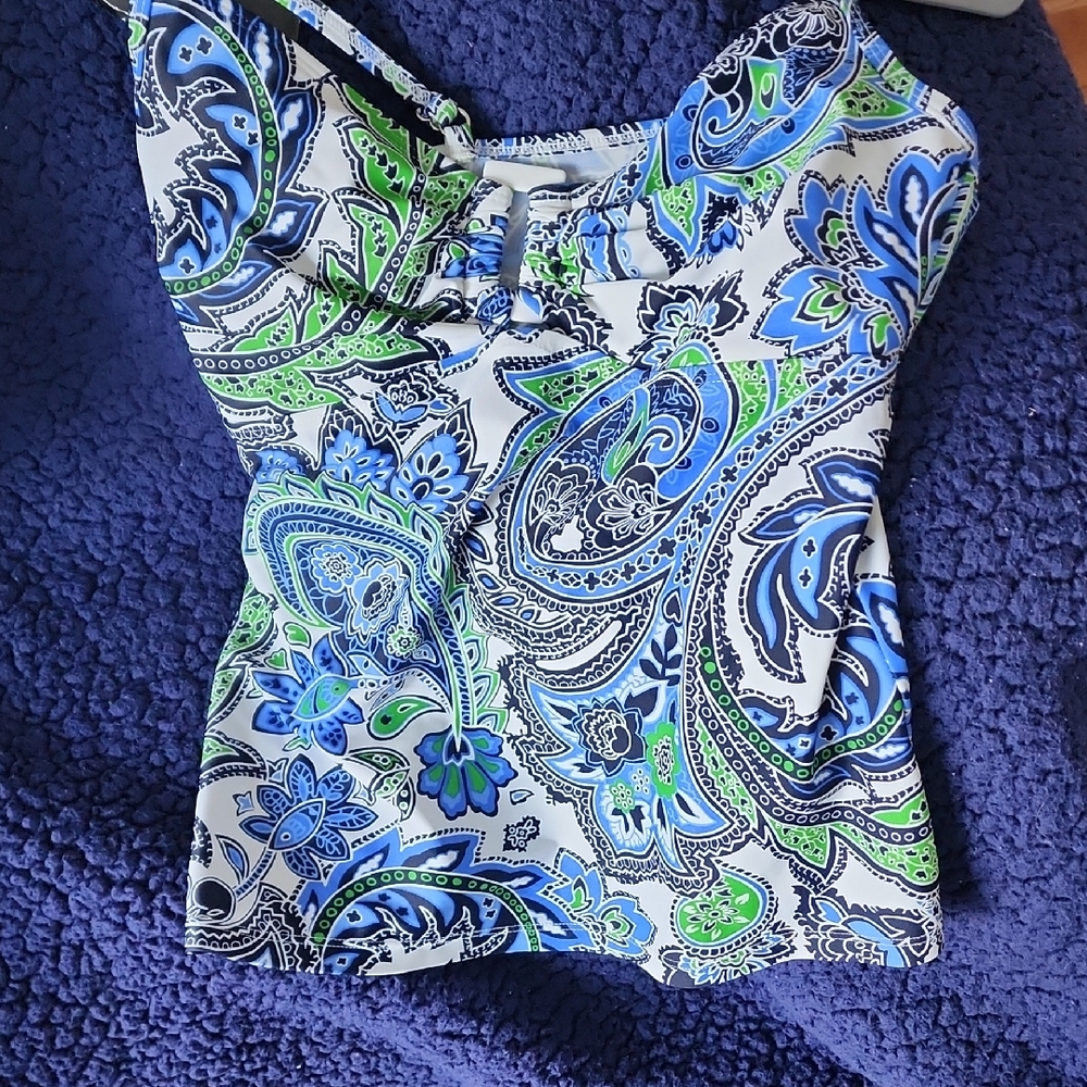 Blue Ruched Fitted Sleeveless Swim Camisole